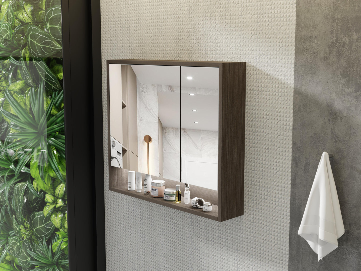 BaoBao 30 in x 26 in Bathroom Wall Mounted Medicine Cabinets with Light Mirror