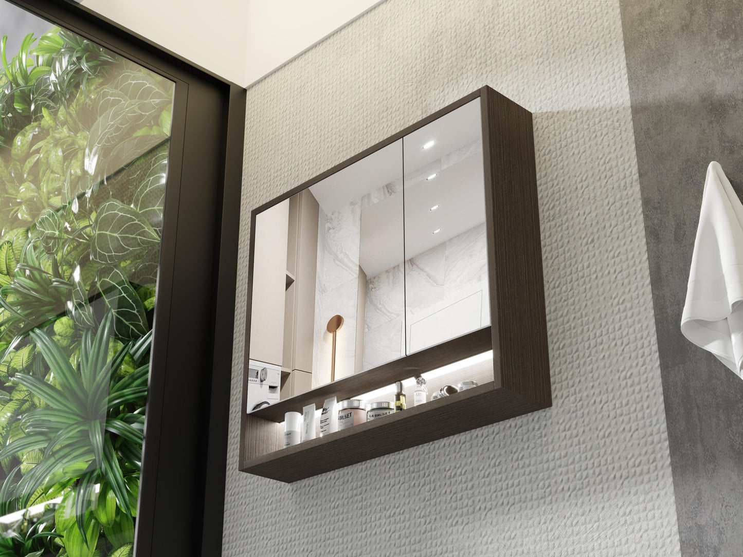 BaoBao 30 in x 26 in Bathroom Wall Mounted Medicine Cabinets with Light Mirror