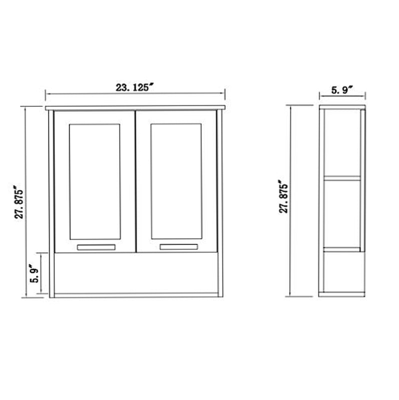 BaoBao 23 in x 27 in White 2 Doors Bathroom Moisture Proof Cabinet Wall Mounted PVC Medicine Cabinets Above Toilet