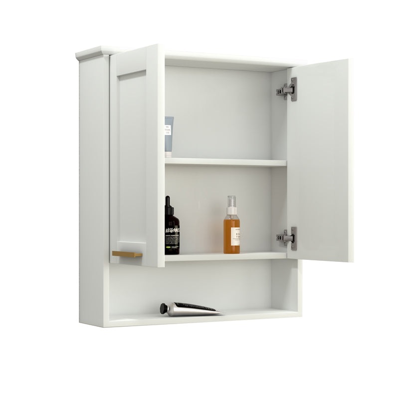 BaoBao 23 in x 27 in White 2 Doors Bathroom Moisture Proof Cabinet Wall Mounted PVC Medicine Cabinets Above Toilet