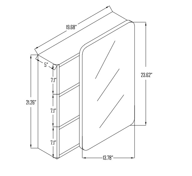 BaoBao 20 in x 24 in  Bathroom Wall Mounted Medicine Cabinets with Mirror