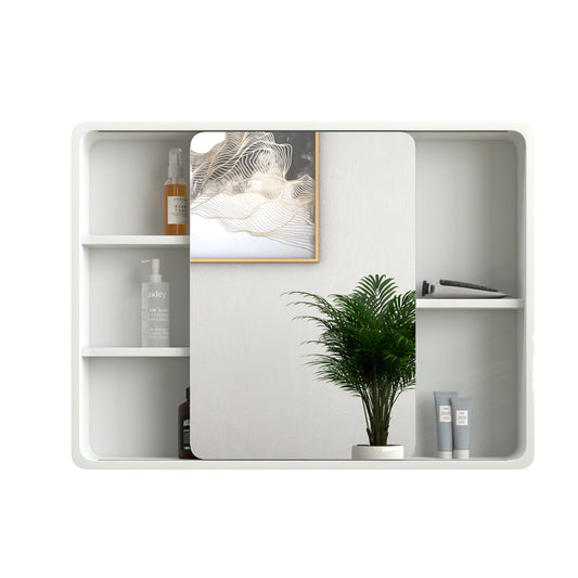 Baobao Wall Mount Bathroom PVC Medicine Cabinet with Sliding Mirror Door, White