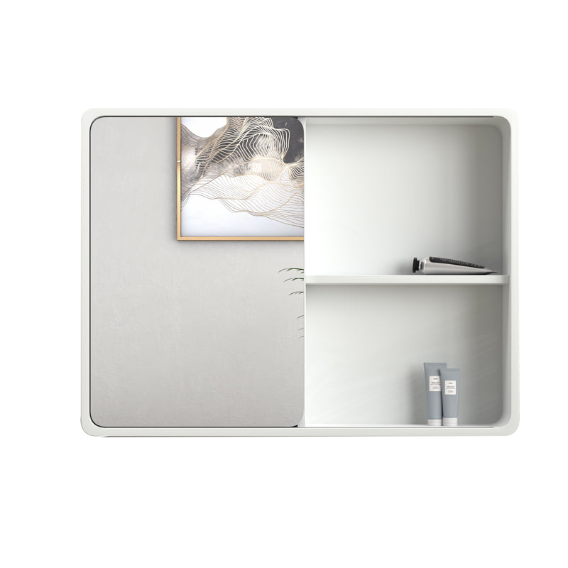 Baobao Wall Mount Bathroom PVC Medicine Cabinet with Sliding Mirror Door, White