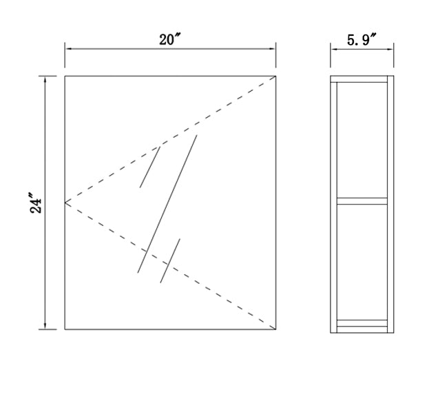 BaoBao 20" x 24" Single Door Frameless Mirrored Medicine Cabinet with 2 Shelves